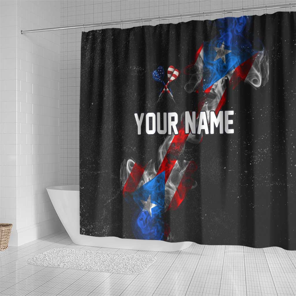 American Flag Smoke Trail Shower Curtain with Dartboard and Crossed Darts Graphic Design - Wonder Print Shop