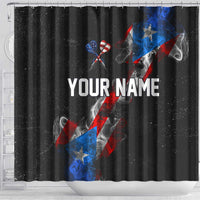 American Flag Smoke Trail Shower Curtain with Dartboard and Crossed Darts Graphic Design - Wonder Print Shop
