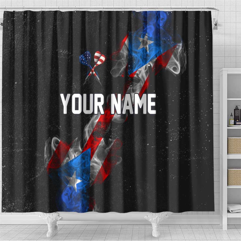 American Flag Smoke Trail Shower Curtain with Dartboard and Crossed Darts Graphic Design - Wonder Print Shop