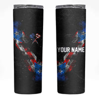 American Flag Smoke Trail Skinny Tumbler with Dartboard and Crossed Darts Graphic Design - Wonder Print Shop