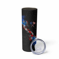 American Flag Smoke Trail Skinny Tumbler with Dartboard and Crossed Darts Graphic Design - Wonder Print Shop
