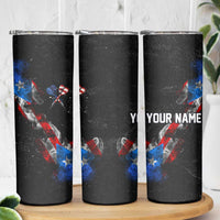 American Flag Smoke Trail Skinny Tumbler with Dartboard and Crossed Darts Graphic Design - Wonder Print Shop