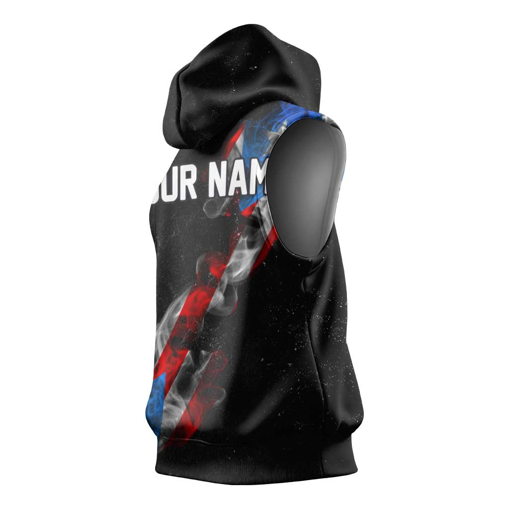 American Flag Smoke Trail Sleeveless Hoodie with Dartboard and Crossed Darts Graphic Design - Wonder Print Shop