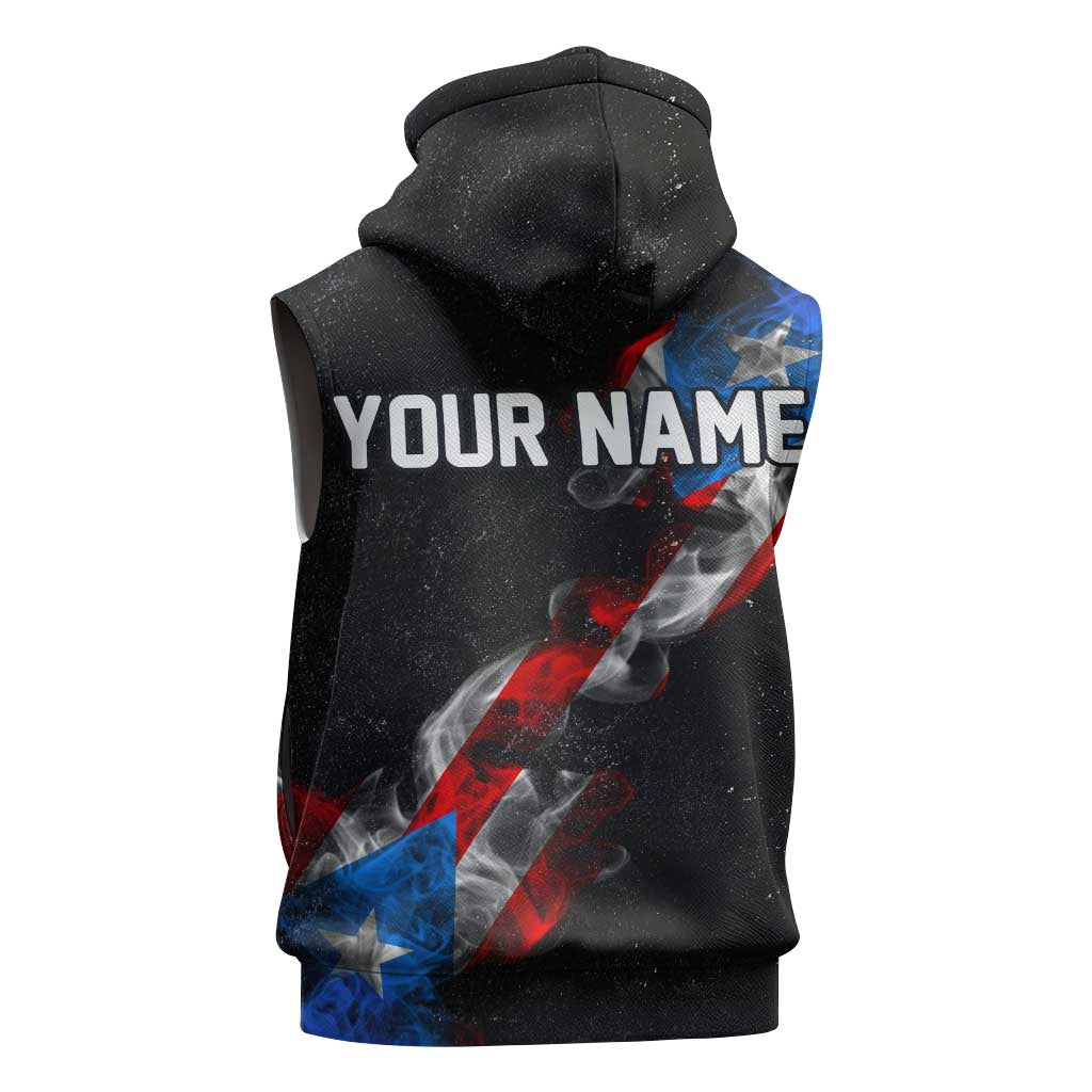 American Flag Smoke Trail Sleeveless Zip Hoodie with Dartboard and Crossed Darts Graphic Design - Wonder Print Shop