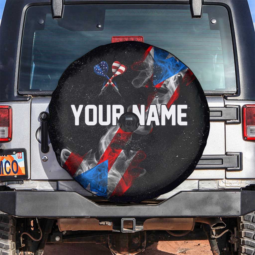 American Flag Smoke Trail Spare Tire Cover with Dartboard and Crossed Darts Graphic Design - Wonder Print Shop