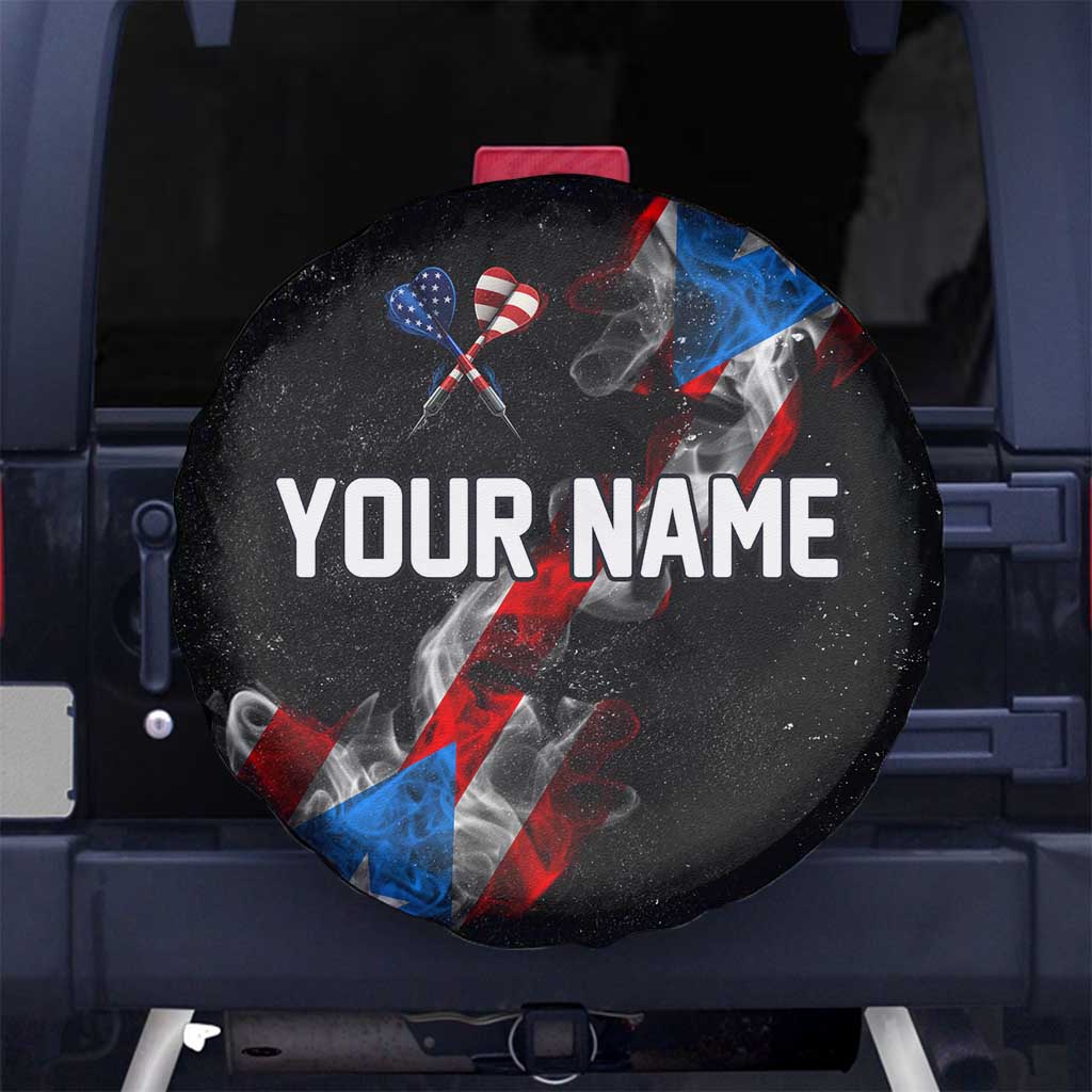 American Flag Smoke Trail Spare Tire Cover with Dartboard and Crossed Darts Graphic Design - Wonder Print Shop