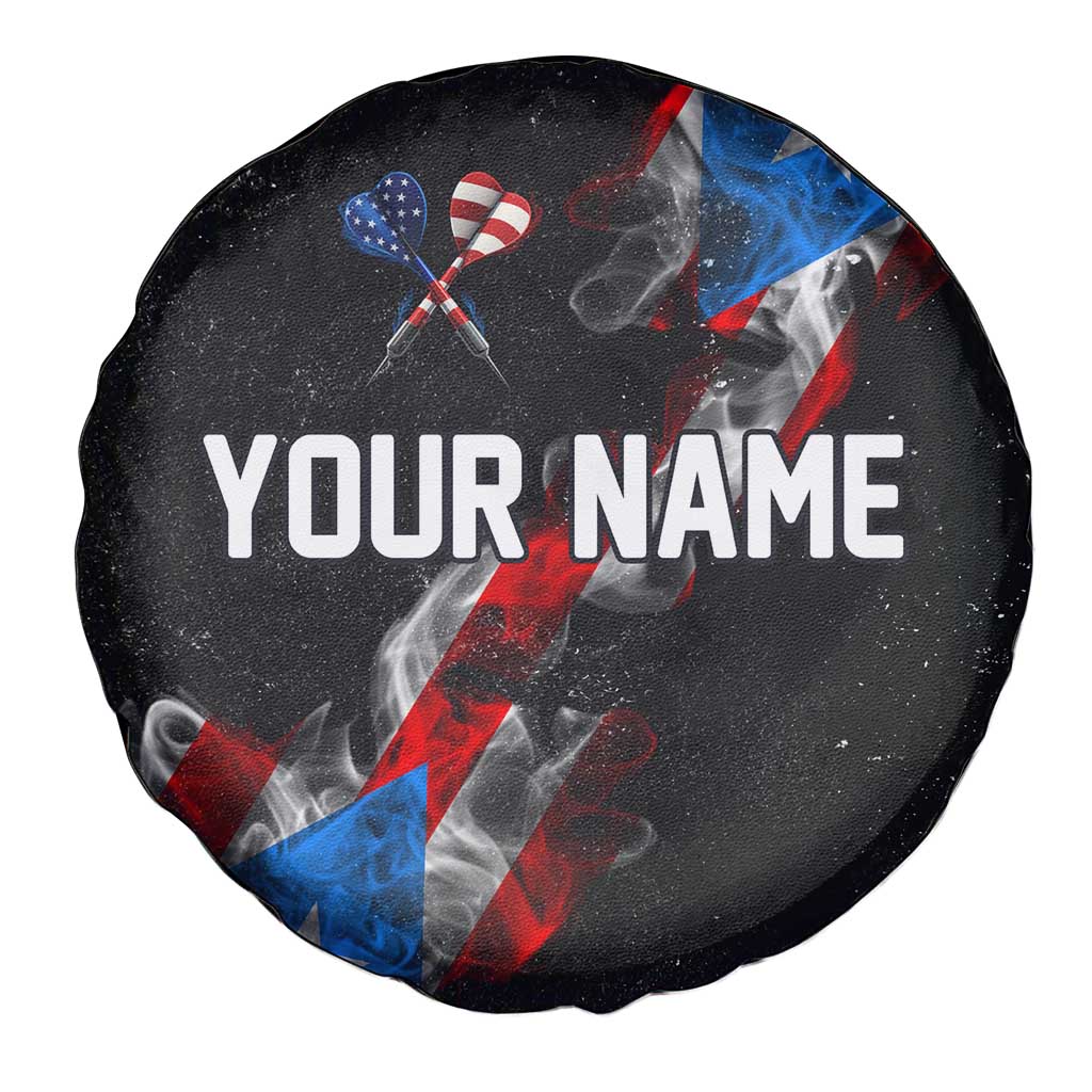 American Flag Smoke Trail Spare Tire Cover with Dartboard and Crossed Darts Graphic Design - Wonder Print Shop