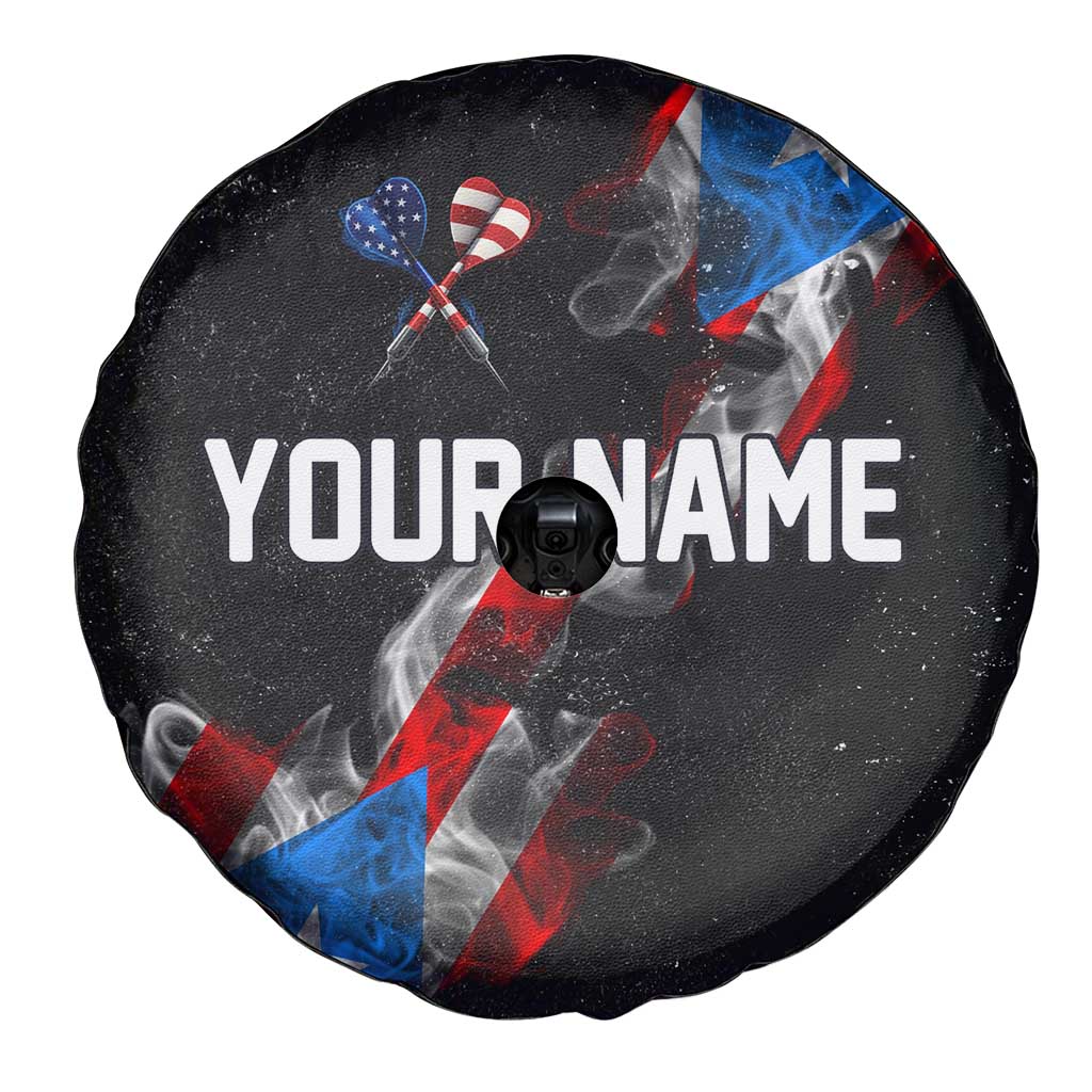 American Flag Smoke Trail Spare Tire Cover with Dartboard and Crossed Darts Graphic Design - Wonder Print Shop