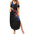 American Flag Smoke Trail Summer Maxi Dress with Dartboard and Crossed Darts Graphic Design - Wonder Print Shop
