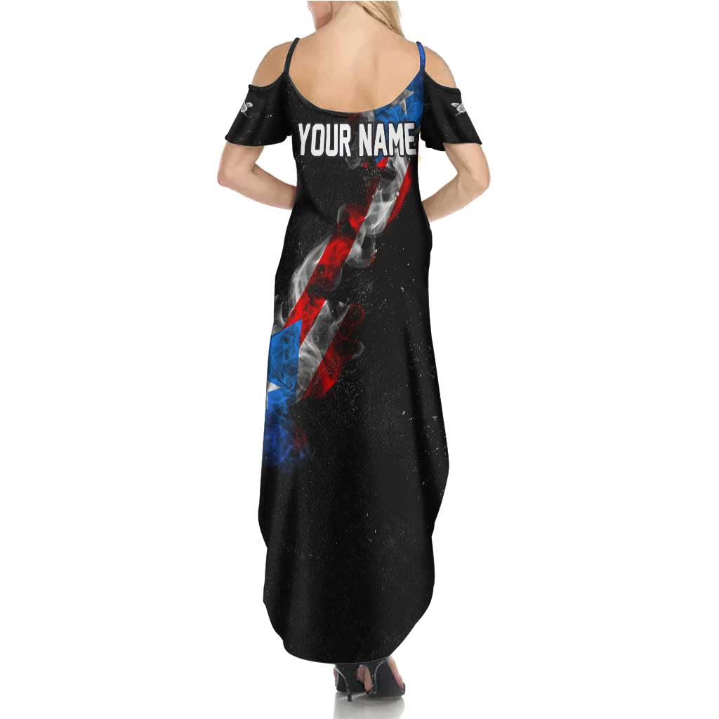 American Flag Smoke Trail Summer Maxi Dress with Dartboard and Crossed Darts Graphic Design - Wonder Print Shop
