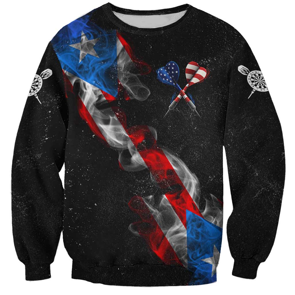American Flag Smoke Trail Sweatshirt with Dartboard and Crossed Darts Graphic Design - Wonder Print Shop