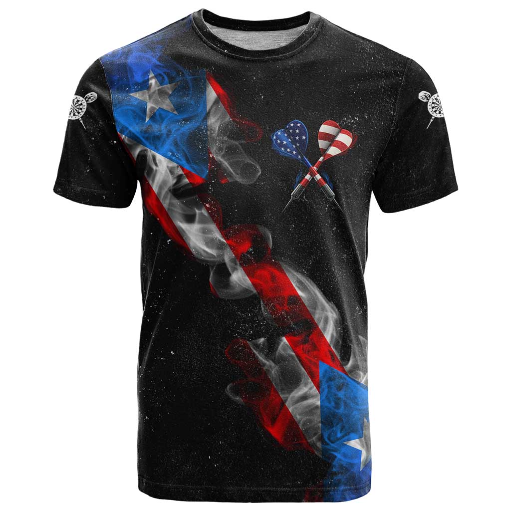 American Flag Smoke Trail T Shirt with Dartboard and Crossed Darts Graphic Design - Wonder Print Shop
