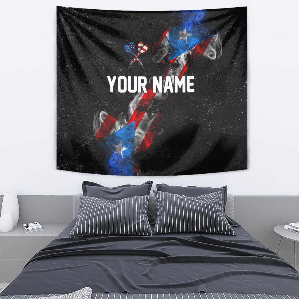 American Flag Smoke Trail Tapestry with Dartboard and Crossed Darts Graphic Design - Wonder Print Shop