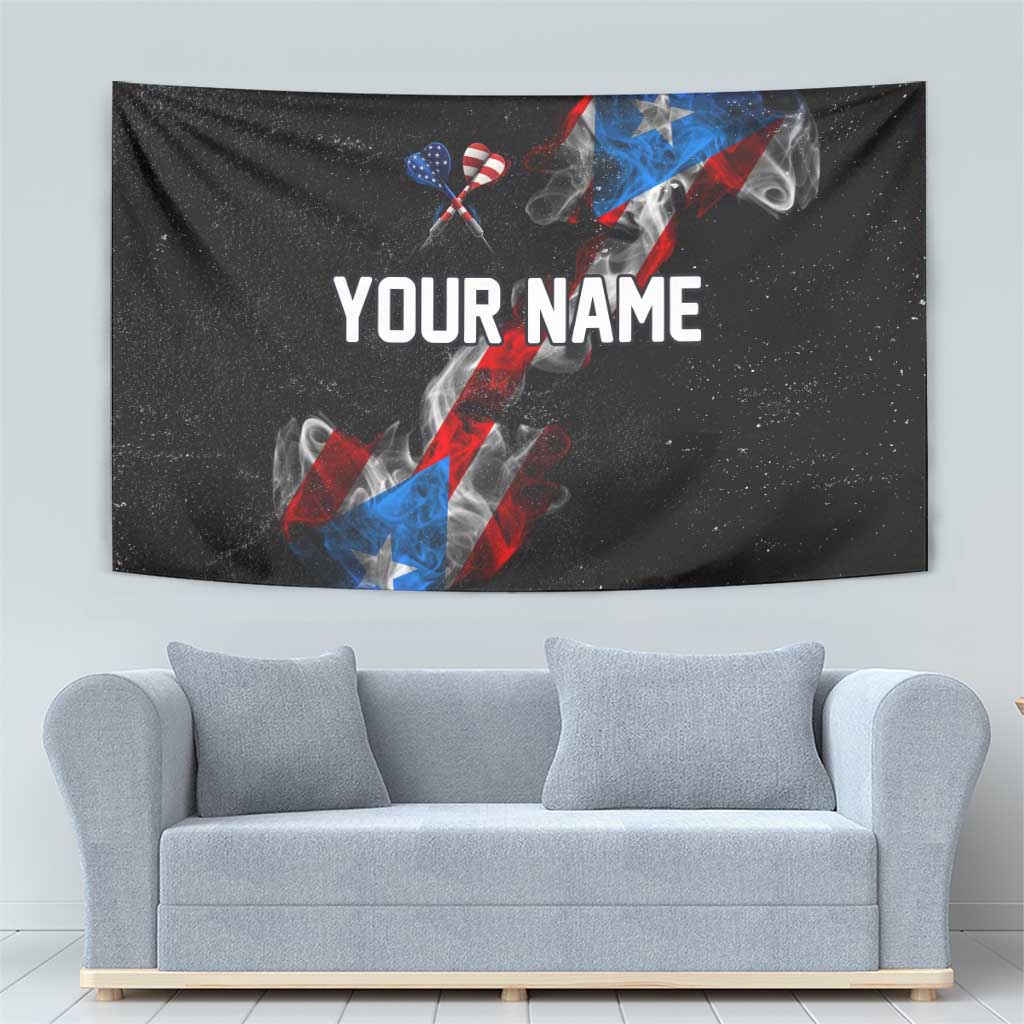 American Flag Smoke Trail Tapestry with Dartboard and Crossed Darts Graphic Design - Wonder Print Shop