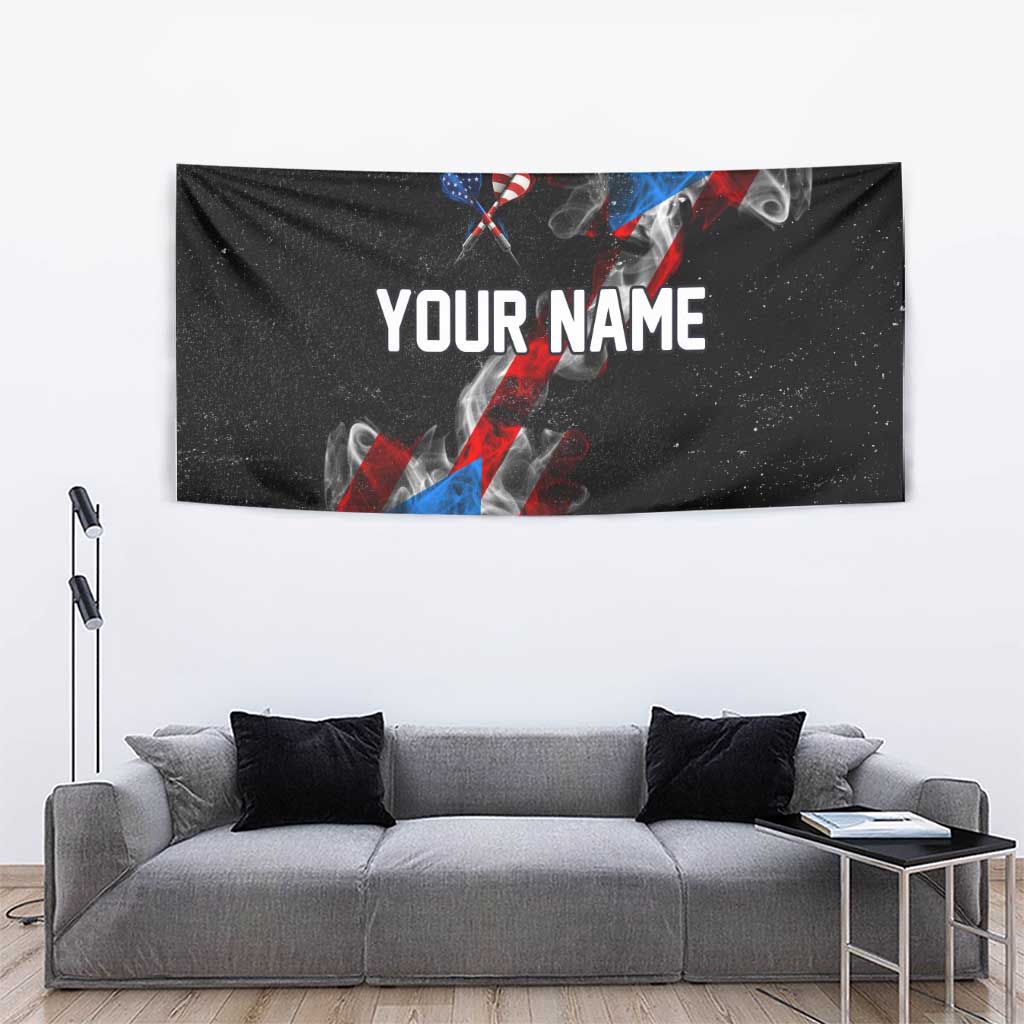 American Flag Smoke Trail Tapestry with Dartboard and Crossed Darts Graphic Design - Wonder Print Shop