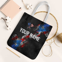 American Flag Smoke Trail Tote Bag with Dartboard and Crossed Darts Graphic Design - Wonder Print Shop