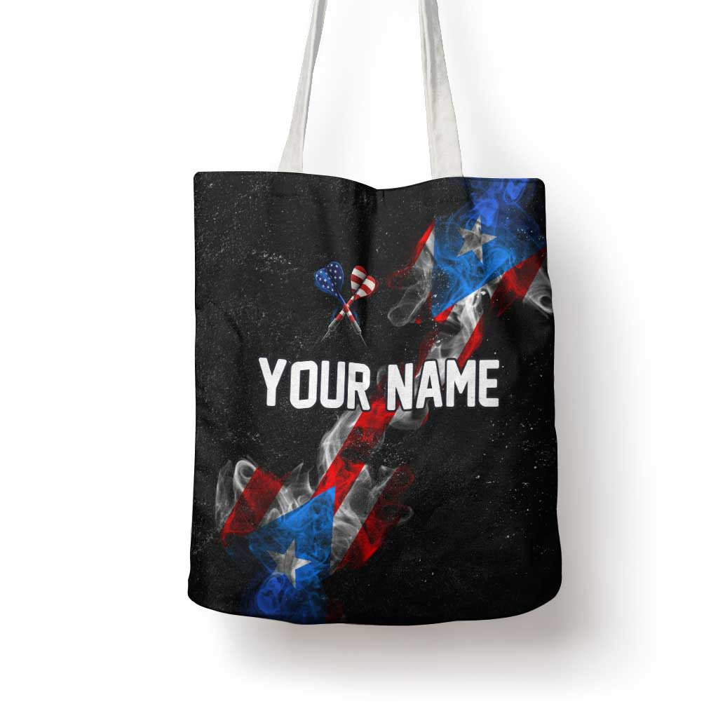 American Flag Smoke Trail Tote Bag with Dartboard and Crossed Darts Graphic Design - Wonder Print Shop