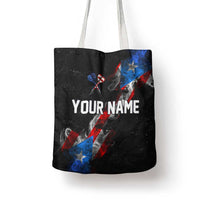 American Flag Smoke Trail Tote Bag with Dartboard and Crossed Darts Graphic Design - Wonder Print Shop