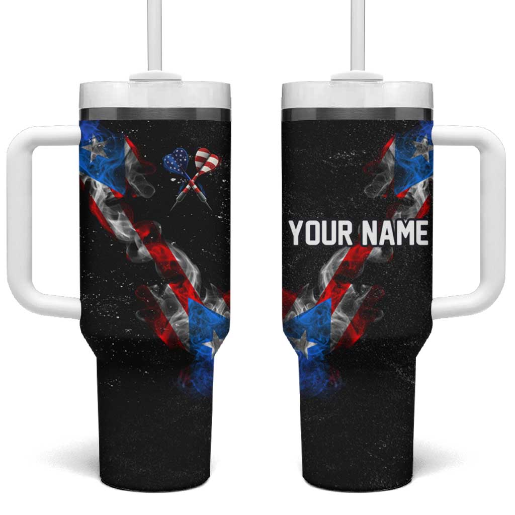 American Flag Smoke Trail Tumbler With Handle with Dartboard and Crossed Darts Graphic Design - Wonder Print Shop