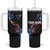 American Flag Smoke Trail Tumbler With Handle with Dartboard and Crossed Darts Graphic Design - Wonder Print Shop