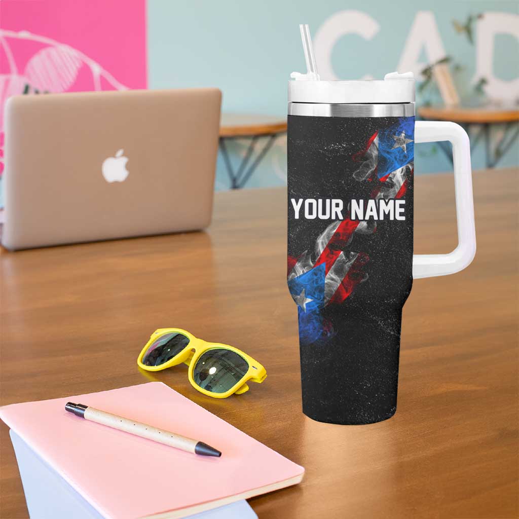 American Flag Smoke Trail Tumbler With Handle with Dartboard and Crossed Darts Graphic Design - Wonder Print Shop