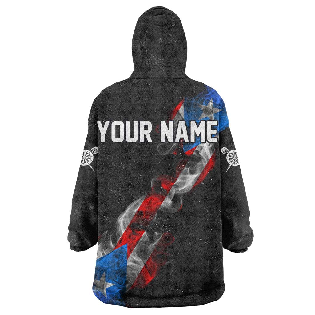 American Flag Smoke Trail Wearable Blanket Hoodie with Dartboard and Crossed Darts Graphic Design - Wonder Print Shop