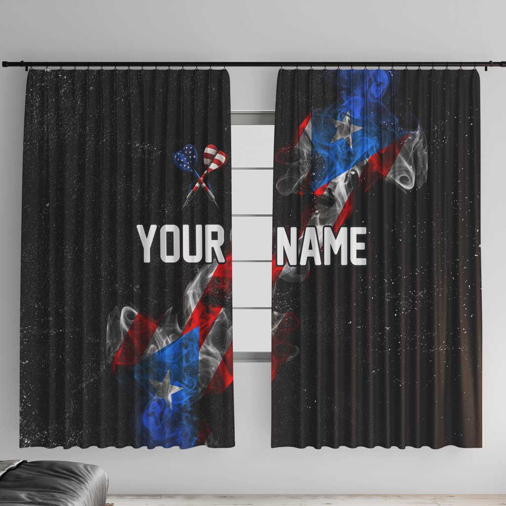 American Flag Smoke Trail Window Curtain with Dartboard and Crossed Darts Graphic Design - Wonder Print Shop