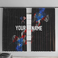 American Flag Smoke Trail Window Curtain with Dartboard and Crossed Darts Graphic Design - Wonder Print Shop