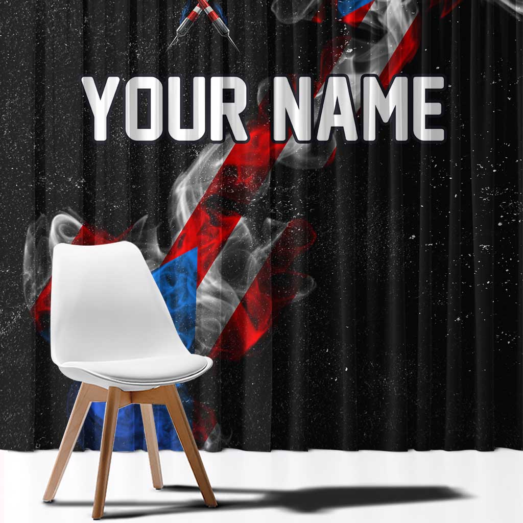 American Flag Smoke Trail Window Curtain with Dartboard and Crossed Darts Graphic Design - Wonder Print Shop