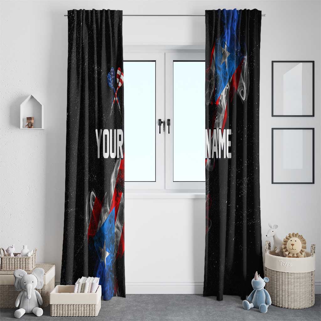 American Flag Smoke Trail Window Curtain with Dartboard and Crossed Darts Graphic Design - Wonder Print Shop