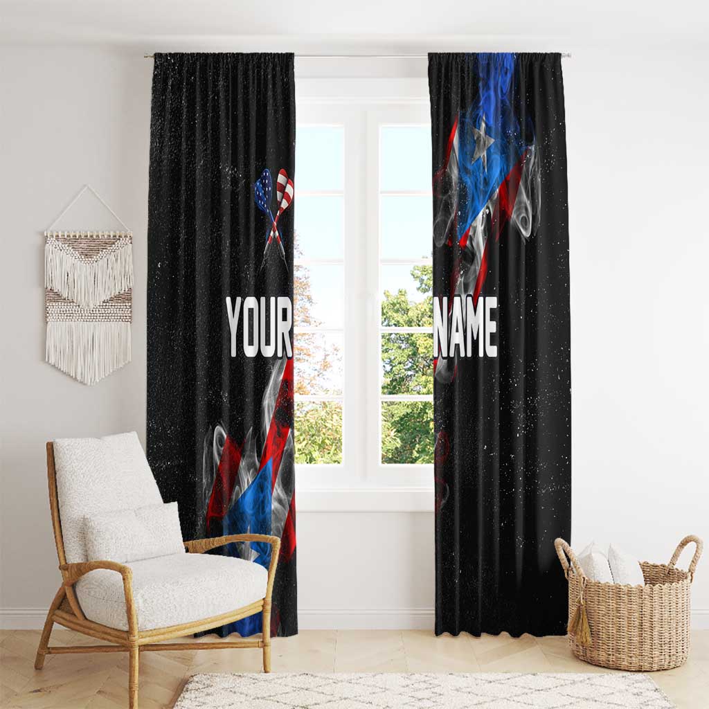 American Flag Smoke Trail Window Curtain with Dartboard and Crossed Darts Graphic Design - Wonder Print Shop