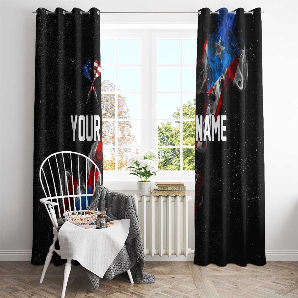 American Flag Smoke Trail Window Curtain with Dartboard and Crossed Darts Graphic Design - Wonder Print Shop