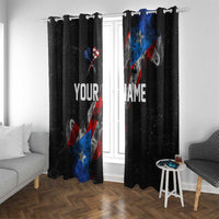 American Flag Smoke Trail Window Curtain with Dartboard and Crossed Darts Graphic Design - Wonder Print Shop
