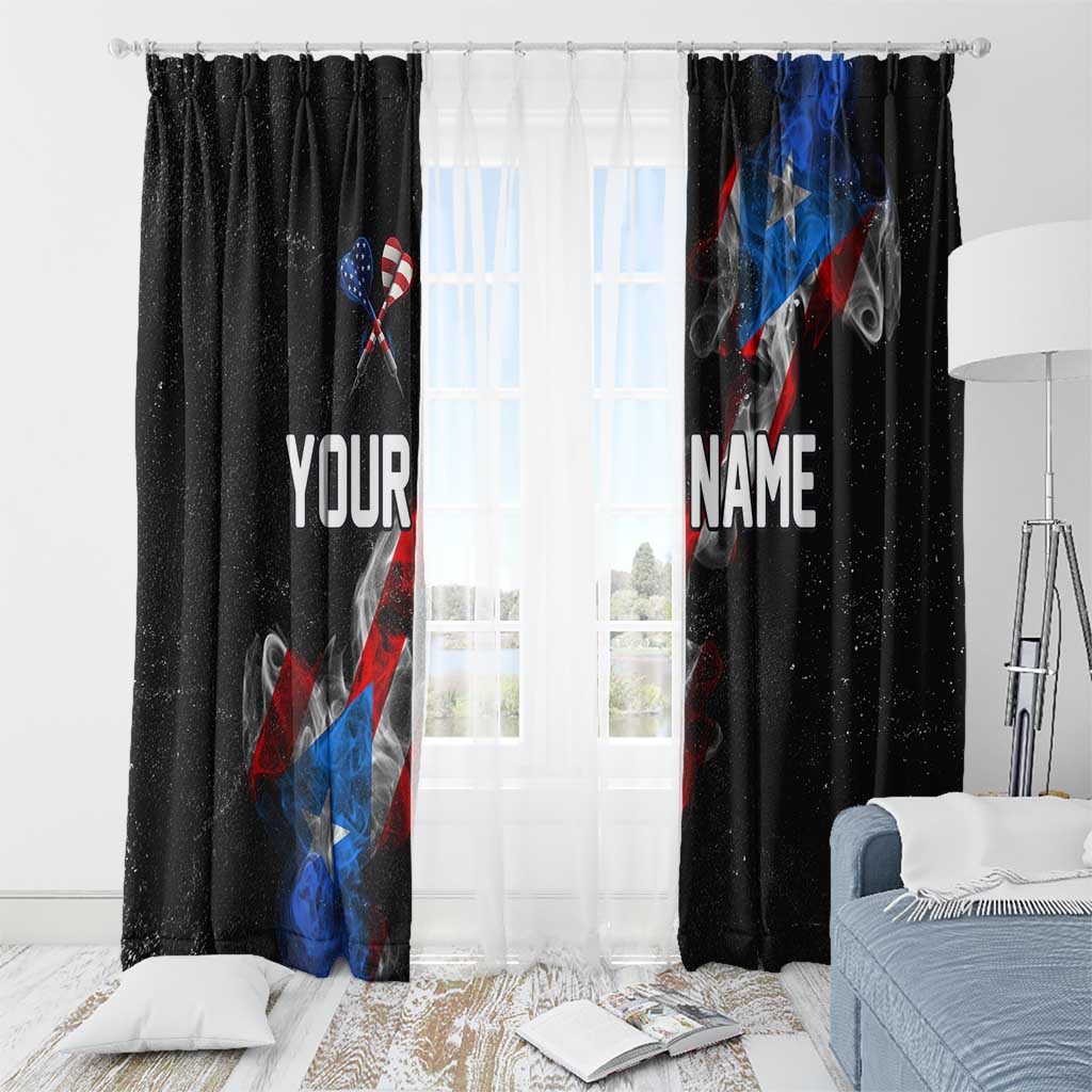 American Flag Smoke Trail Window Curtain with Dartboard and Crossed Darts Graphic Design - Wonder Print Shop