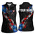 American Flag Smoke Trail Women Sleeveless Polo Shirt with Dartboard and Crossed Darts Graphic Design - Wonder Print Shop
