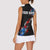 American Flag Smoke Trail Women Sleeveless Polo Shirt with Dartboard and Crossed Darts Graphic Design - Wonder Print Shop