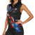 American Flag Smoke Trail Women Sleeveless Polo Shirt with Dartboard and Crossed Darts Graphic Design - Wonder Print Shop