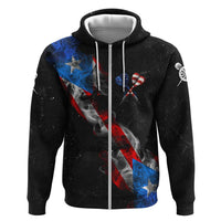 American Flag Smoke Trail Zip Hoodie with Dartboard and Crossed Darts Graphic Design - Wonder Print Shop