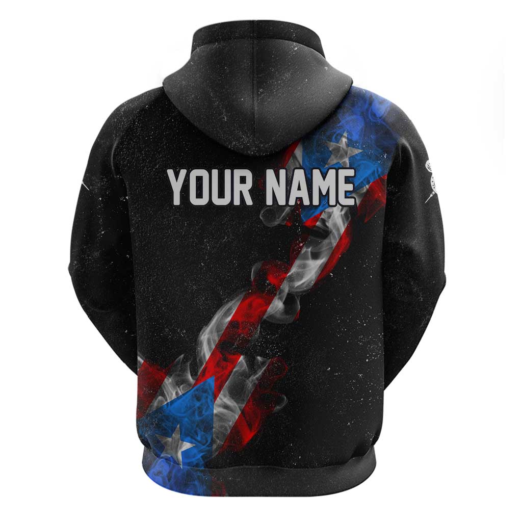 American Flag Smoke Trail Zip Hoodie with Dartboard and Crossed Darts Graphic Design - Wonder Print Shop