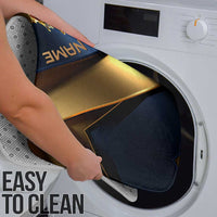 Angry Bowling Ball and Pins Bathroom Set with Blue and Gold Metallic Stripe Graphic Design - Wonder Print Shop