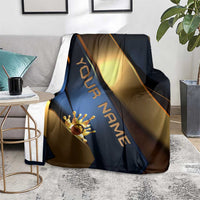 Angry Bowling Ball and Pins Blanket with Blue and Gold Metallic Stripe Graphic Design - Wonder Print Shop