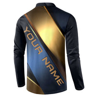 Angry Bowling Ball and Pins Button Sweatshirt with Blue and Gold Metallic Stripe Graphic Design - Wonder Print Shop