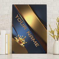 Angry Bowling Ball and Pins Canvas Wall Art with Blue and Gold Metallic Stripe Graphic Design - Wonder Print Shop