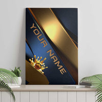 Angry Bowling Ball and Pins Canvas Wall Art with Blue and Gold Metallic Stripe Graphic Design - Wonder Print Shop