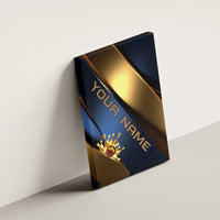 Angry Bowling Ball and Pins Canvas Wall Art with Blue and Gold Metallic Stripe Graphic Design - Wonder Print Shop