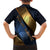 Angry Bowling Ball and Pins Family Matching Summer Maxi Dress and Hawaiian Shirt with Blue and Gold Metallic Stripe Graphic Design - Wonder Print Shop