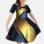 Angry Bowling Ball and Pins Family Matching Summer Maxi Dress and Hawaiian Shirt with Blue and Gold Metallic Stripe Graphic Design - Wonder Print Shop