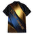 Angry Bowling Ball and Pins Family Matching Summer Maxi Dress and Hawaiian Shirt with Blue and Gold Metallic Stripe Graphic Design - Wonder Print Shop