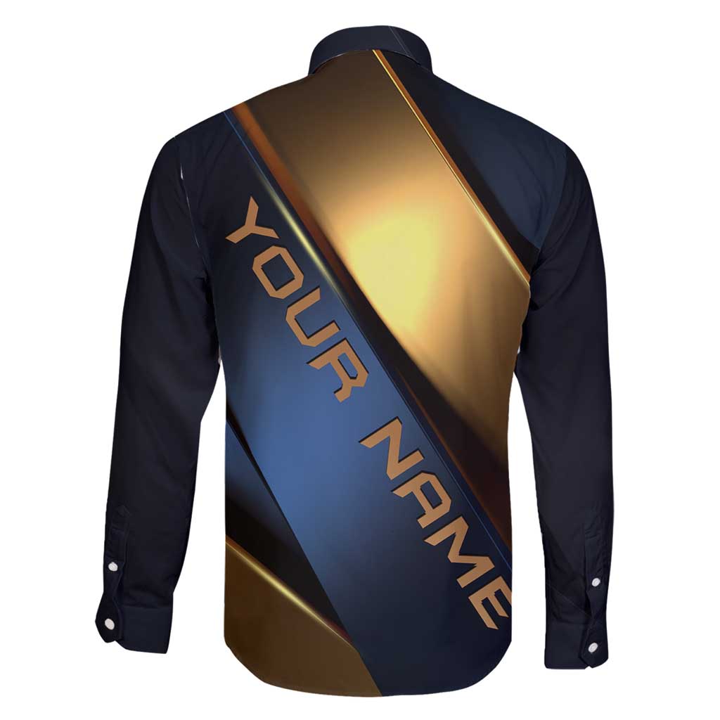 Angry Bowling Ball and Pins Family Matching Summer Maxi Dress and Hawaiian Shirt with Blue and Gold Metallic Stripe Graphic Design - Wonder Print Shop