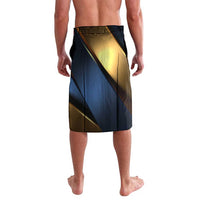 Angry Bowling Ball and Pins Lavalava with Blue and Gold Metallic Stripe Graphic Design - Wonder Print Shop